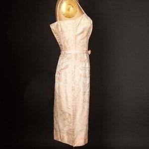 1960s Pink Brocade Wiggle Dress